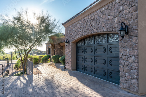 Custom metal garage door on a home 