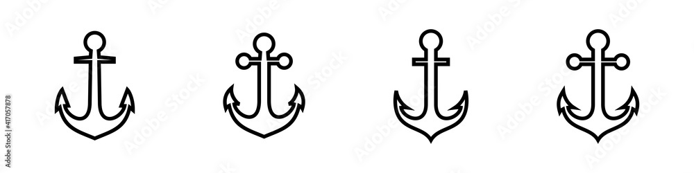 Anchor icons set. Anchor symbol logo. Anchor marine icon. Anchor icons set. Anchor symbol logo. Anchor marine icon.