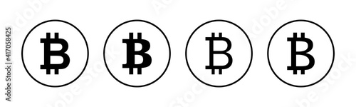 Bitcoin sign icons set. Crypto currency symbol. Blockchain. Cryptocurrency
