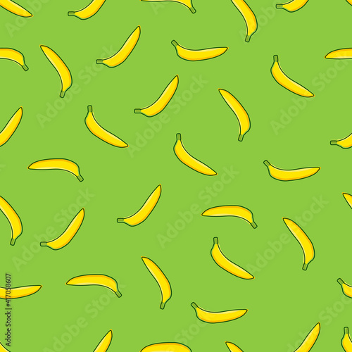 Seamless pattern with bananas in flat style 
