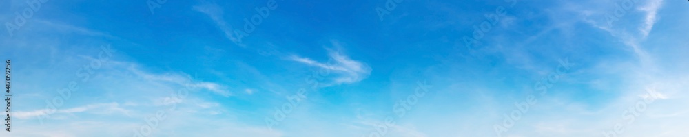 Panorama sky with cloud on a sunny day. Beautiful cirrus cloud. - obrazy, fototapety, plakaty 