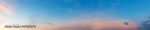 Gorgeous panorama scenic of sunrise and sunset with silver lining and cloud in the morning and evening. Panoramic landscape image.