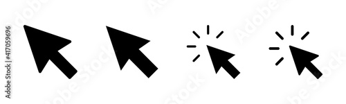 Click icons set. Cursor icon. Computer mouse click cursor black arrow icons