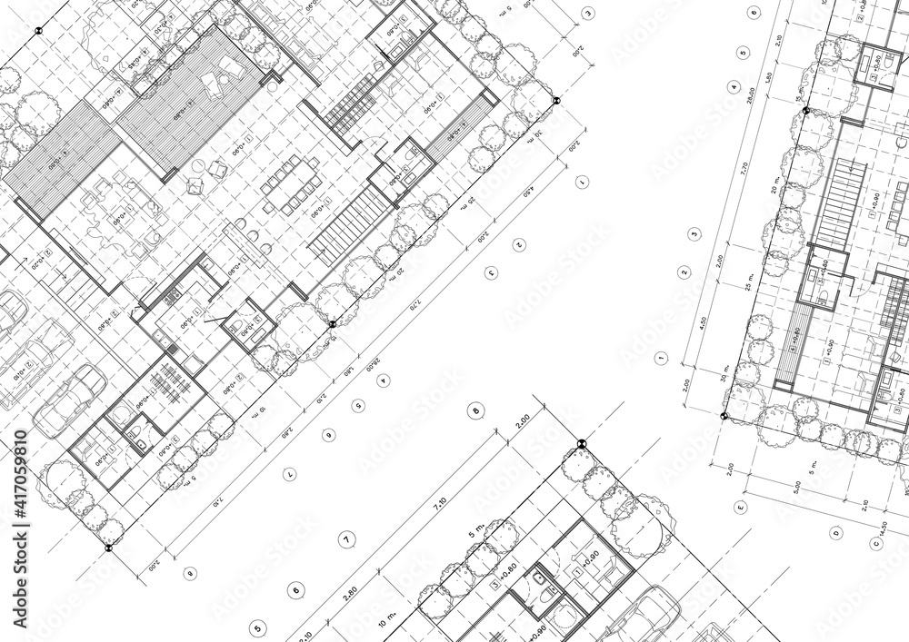 Fototapeta premium Write a blueprint architecture for building.