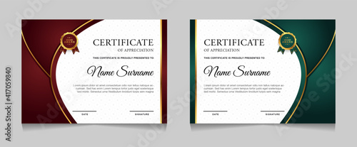 Set of certificate of achievement border design templates with elements of  luxury gold badges and modern line patterns. vector graphic print layout can use For award, appreciation, education