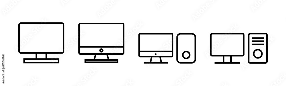 Computer icons set. PC Icon vector. Computer monitor icon. Flat PC symbol Computer icons set. PC Icon vector. Computer monitor icon. Flat PC symbol