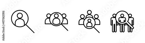 Hiring icons set. Human resources concept. Recruitment. Search job vacancy icon. Hire. Find people icon