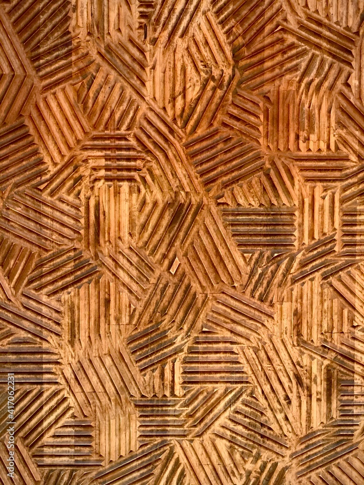 Obraz premium wood carving pattern background. wood texture traditional concept