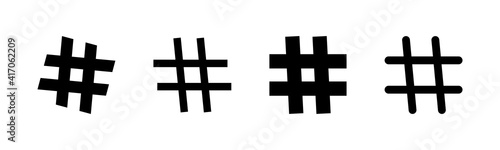 Hashtag icons set. black hashtag icon