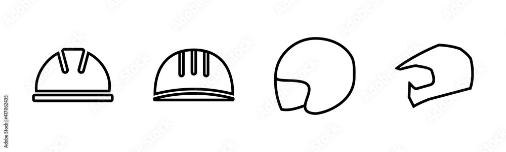 Helmet icons set. Motorcycle helmets. Racing helmet. construction helmet icon. S