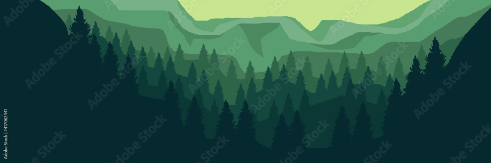 Fototapeta premium Mountain vector illustration flat design for web banner and wallpaper background