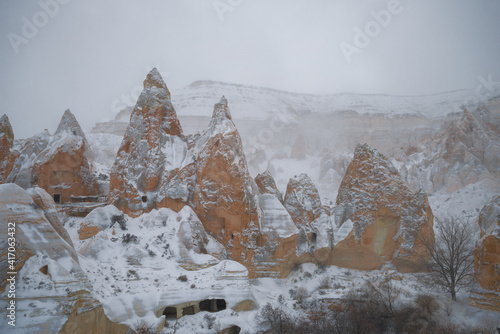 Winter in Cappadocia. Surroundings of Goreme. Turkey photo