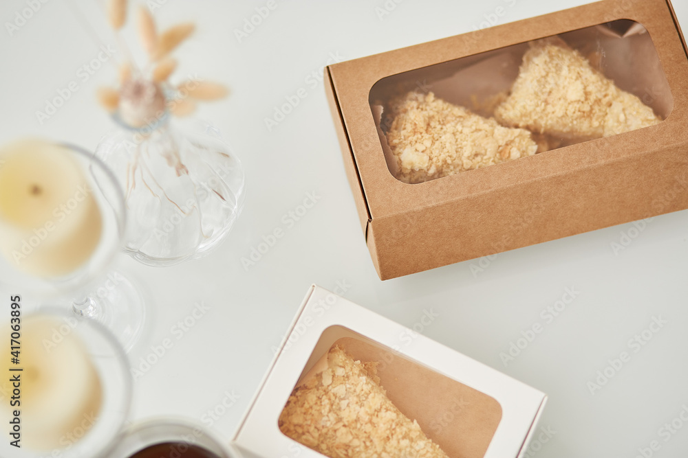 Homemade cake snack in the box, take away Homemade cake snack in the box, take away