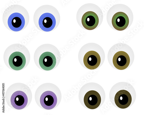 Multicoloured Googly Eyes on Transparent Background Vector