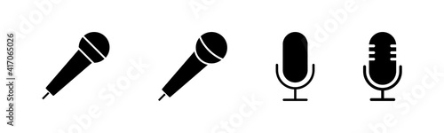 Microphone Icons set. Mic sign. Karaoke microphone icon. Broadcast mic sign