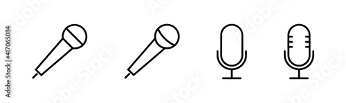 Microphone Icons set. Mic sign. Karaoke microphone icon. Broadcast mic sign