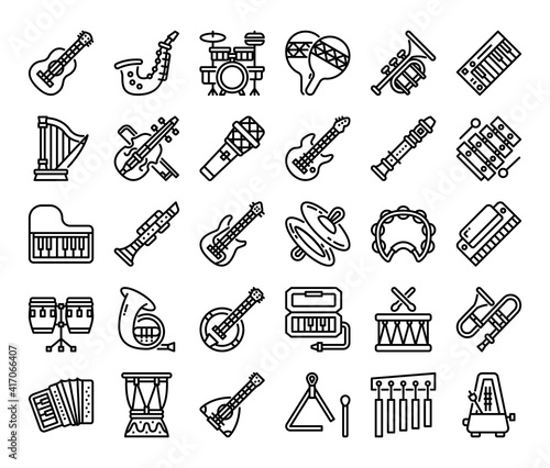 Music Instrument Outline Vector Icons