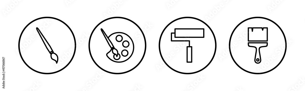 Paint icons set. Paint brush vector icon. Paint roller icon - obrazy, fototapety, plakaty 