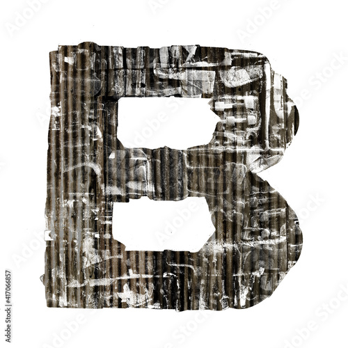 corticated iron letter  B  isolated  photo