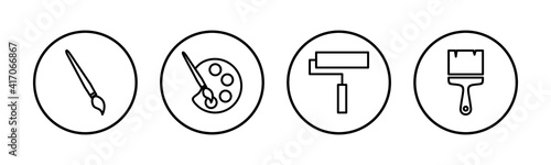 Paint icons set. Paint brush vector icon. Paint roller icon