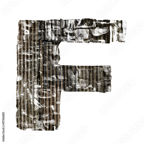 corticated iron letter  F isolated  photo