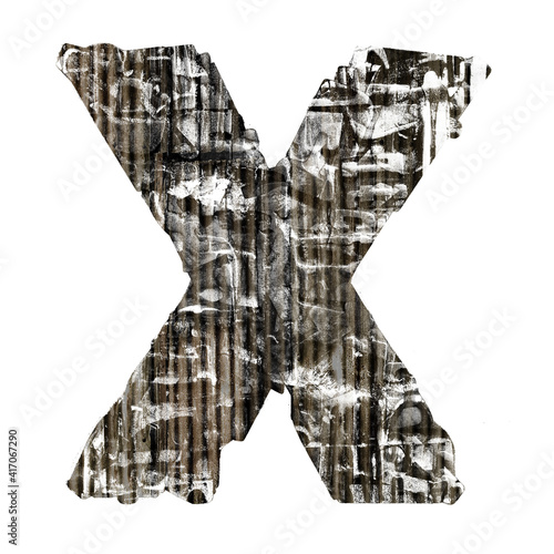 corticated iron letter X isolated  photo