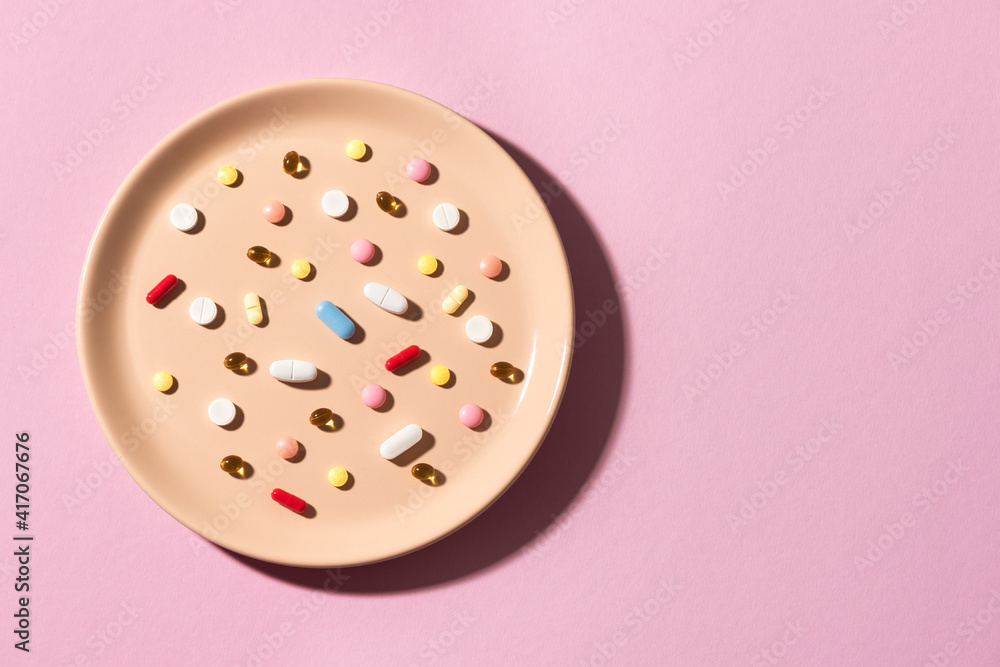 Pills on plate Pills on plate