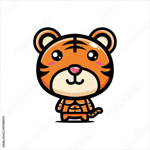 cute tiger animal cartoon vector design has a stocky body