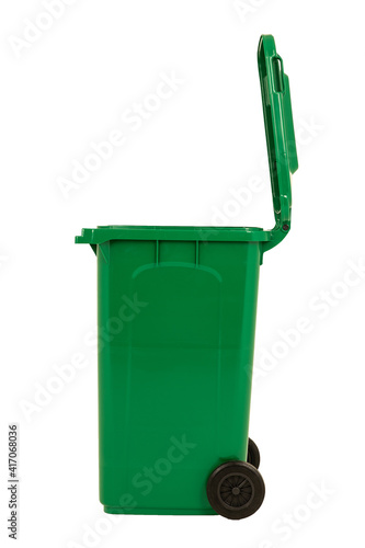 A new unbox green large bin isolated on white background Fototapet