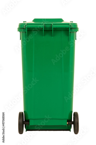 A new unbox green large bin isolated on white background