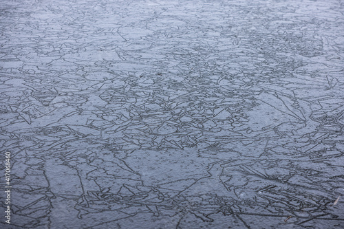 Ice on a lake gives it a graphic look