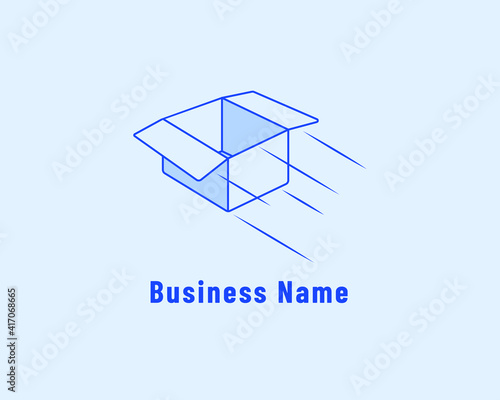 flat flying box logo design
