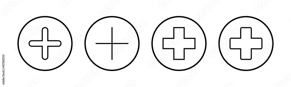 Obraz premium Plus Icons set. Add plus icon. Addition sign. Medical Plus icon
