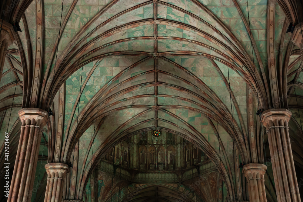 Interior and ceiling of a Catholic church Interior and ceiling of a Catholic church