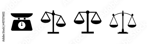 Scales icons set. Law scale icon. Scales vector icon. Justice