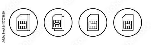 Sim card icons set vector. Mobile slot icon. Mobile cellular phone sim card chip.