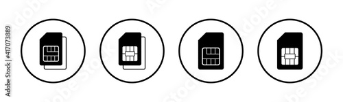 Sim card icons set vector. Mobile slot icon. Mobile cellular phone sim card chip.