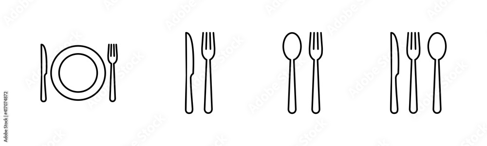 Fototapeta Restaurant icons set.Fork, Spoon, and Knife icon. food icon. Eat