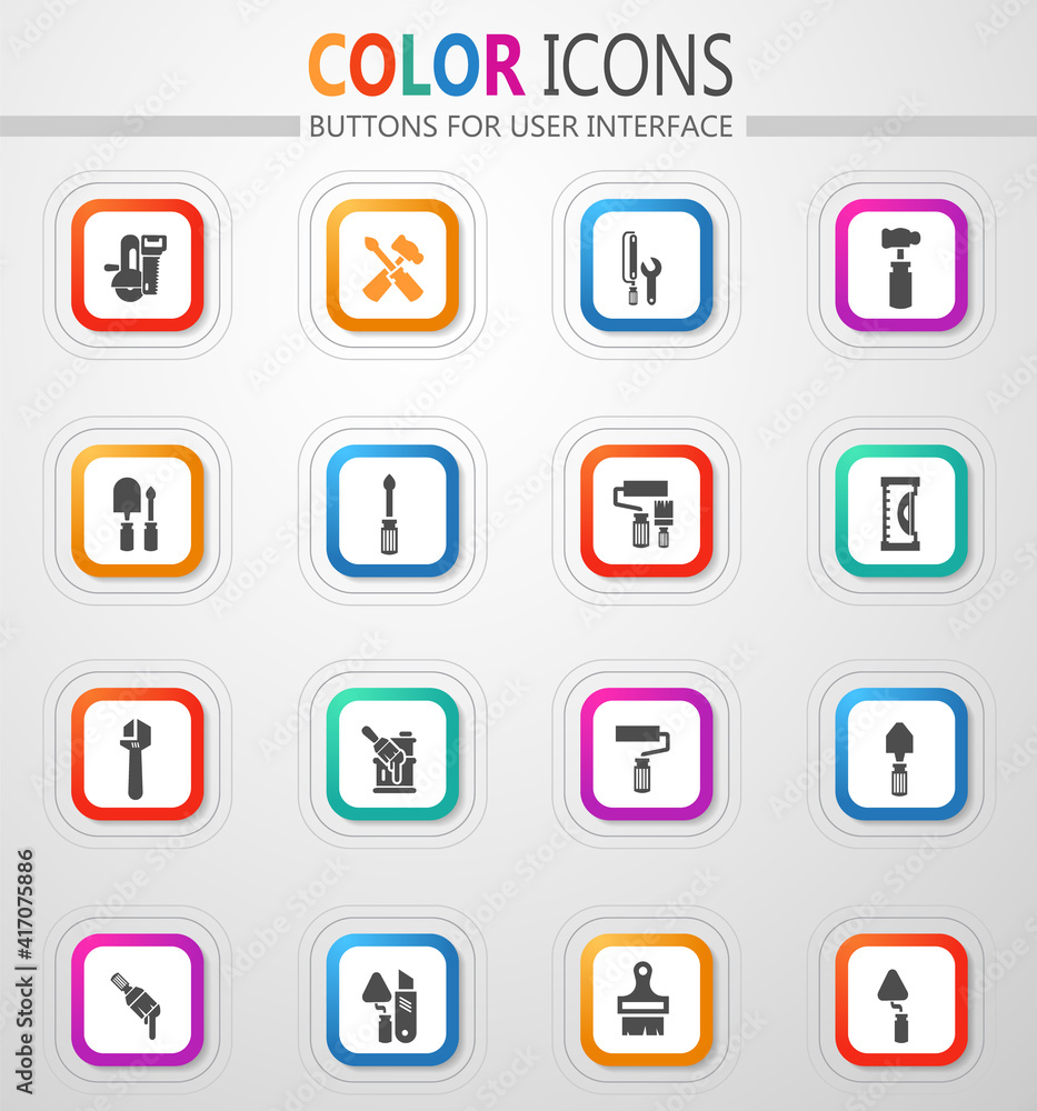 Work tools icons set Work tools icons set