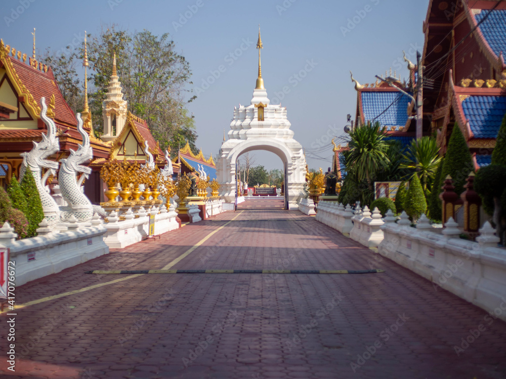 Atmosphere in the temples of Thailand At Temple name is Wat Pipat Mongkol, Thungsaliam, Sukhothai, Thailand in 26 February 2021. Atmosphere in the temples of Thailand At Temple name is Wat Pipat Mongkol, Thungsaliam, Sukhothai, Thailand in 26 February 2021.