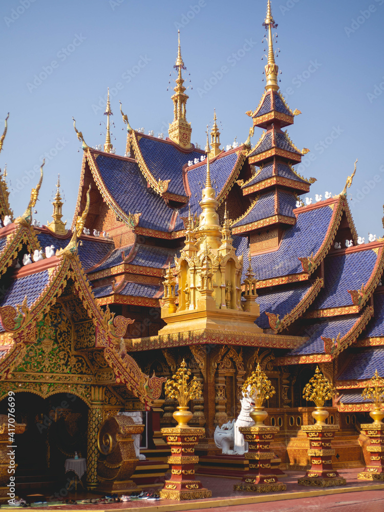 Fototapeta premium Atmosphere in the temples of Thailand At Temple name is Wat Pipat Mongkol, Thungsaliam, Sukhothai, Thailand in 26 February 2021.
