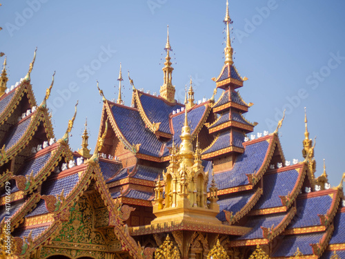 Atmosphere in the temples of Thailand At Temple name is Wat Pipat Mongkol, Thungsaliam, Sukhothai, Thailand in 26 February 2021.