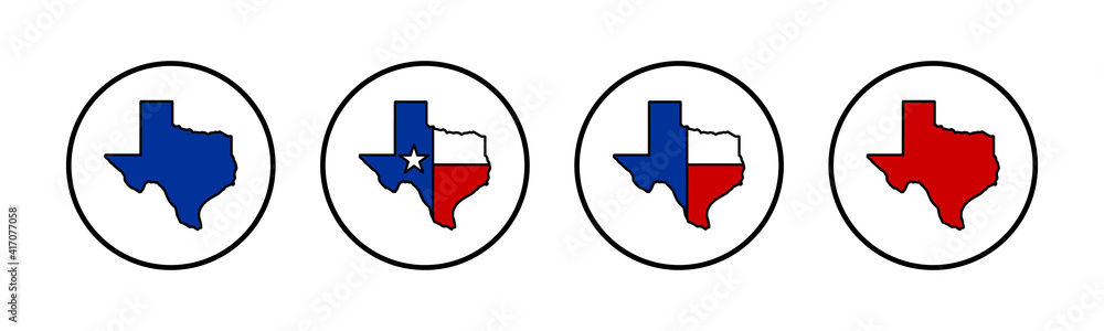 Fototapeta premium Texas map icons set. Texas map icon. Texas symbol.