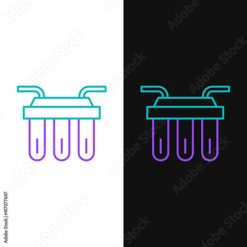 Line Water filter icon isolated on white and black background. System for filtration of water. Reverse osmosis system. Colorful outline concept. Vector.