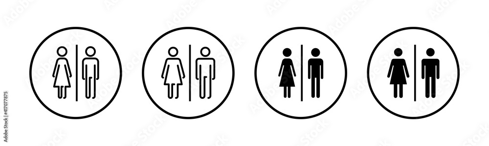 Toilet icons set. Toilet sign. Man and woman restroom sign vector. Male and female icon Toilet icons set. Toilet sign. Man and woman restroom sign vector. Male and female icon