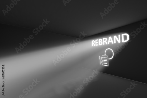 REBRAND rays volume light concept 3d illustration photo