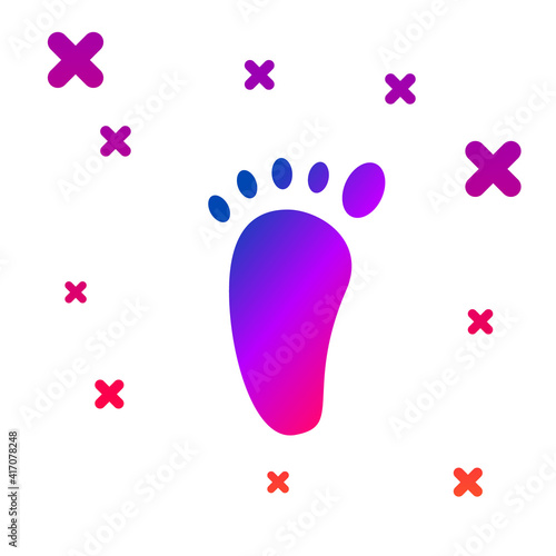 Color Foot massage icon isolated on white background. Gradient random dynamic shapes. Vector.