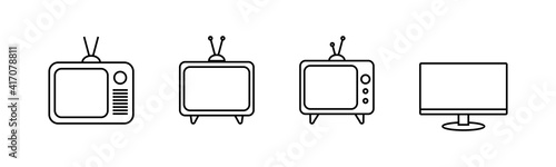 TV vector icons set. Television icon