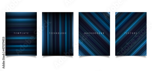 Wallpaper Mural Set of brochure template abstract technology style blue light lines texture on dark background Torontodigital.ca