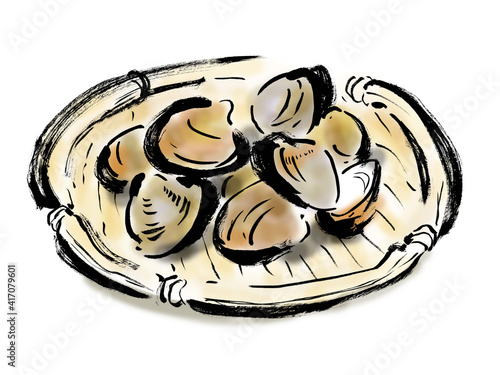 ザルに盛ったあさりの和風手描きイラスト Stock Illustration Adobe Stock ザルに盛ったあさりの和風手描きイラスト Stock Illustration Adobe Stock